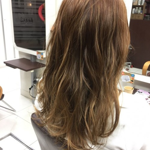 極細ハイライト×外国人風ブロンズカラー