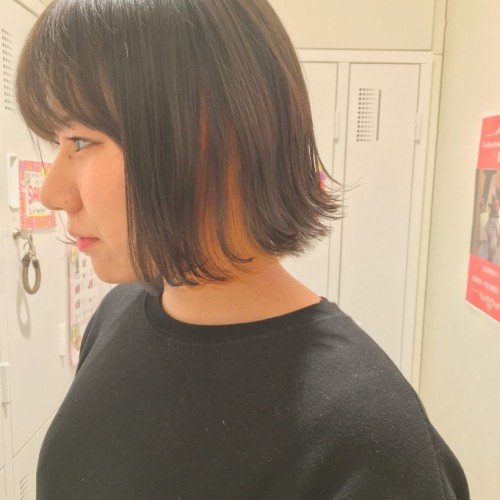 オーダーメイドでインナーカラー🍊💛(切りっぱなしボブ編)